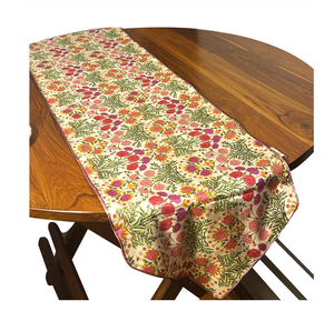 Cream Poly Cotton Floral Design <b>Table</b> <b>Runner</b> <b>Dining</b> <b>Table</b> Decor Washable for Home Party Wedding - Product Image 4