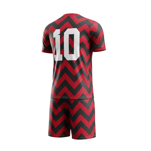 Uniforme de Fútbol Sublimado de la Mejor Calidad, Conjunto de Camiseta Roja y Negra con Diseño Chevron, Transpirable, Tallas Grandes, Antibacteriano, Secado Rápido, Ropa Deportiva para Equipos - Product Image 2