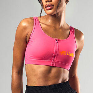 Sujetador deportivo con cremallera personalizado para mujer, top corto de un solo hombro, chaleco deportivo para gimnasio, conjunto de yoga y fitness - Product Image 1