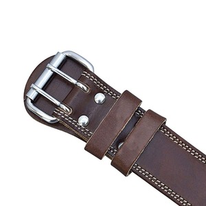 Leather <b>Weight</b> <b>Lifting</b> <b>Belt</b> Adjustable Waist Support Buckle Closure Men Strength Training Fitness Equipment - Product Image 5