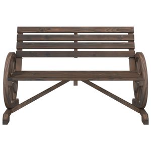 Banco de Jardín Resistente de 2 Plazas, Madera de Abeto Sólida con Acabado de Madera Quemada, Banco para Patio - Product Image 4