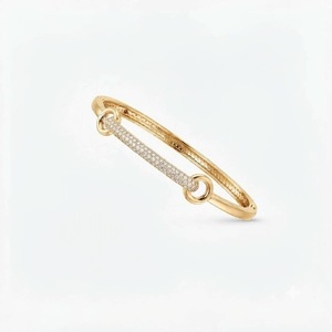 กำไลข้อมือแบบวงกลมและแบบแท่งเชื่อมต่อกัน ดีไซน์ทันสมัย ทองคำแท้ 10K 14K 18K ประดับเพชรเพฟ 0.36 กะรัต เพฟเพชรเพาะเลี้ยงในห้องปฏิบัติการ - Product Image 5