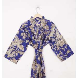 Bata Kimono Casual Transpirable 100% Algodón para Mujer, Estampado Floral Sexy, Ropa de Noche Primavera/Verano, Túnica de Playa, Pijama con Logo Trasero - Product Image 3