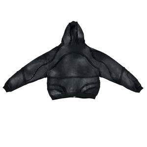 Premium Vintage Washed Utility Panel Full <b>Zip</b> Hoodie Heavyweight Cotton Oversized Streetwear <b>Jacket</b> Custom Fashion Men's Hoodies - Product Image 2