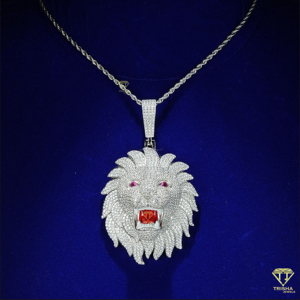 Iced Out Lion <b>Face</b> Pendant In 925 Sterling Silver With VVS Moissanite Diamond Stones Hip Hop Jewelry - Product Image 2