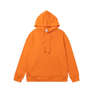 Sweat-shirt à capuche pour homme, couleur unie orange, vêtements de sport décontractés, fournisseur de vêtements personnalisés - Product Image 1