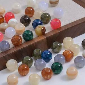 Perles acryliques rondes de couleurs mélangées au design unique, perles d'espacement en plastique mat et brillant à dégradé pour la fabrication de bijoux DIY - Product Image 4