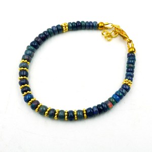HAYAAT GEMS Natural Multi <b>Fire</b> Black Opal Cabochon Bracelet Gold Accent Beads Ethiopian Opal Jewelry-Luxury Anniversary - Product Image 4