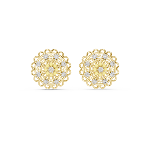 Pendientes de Oro Amarillo Vintage Satvik Ratna ER 38 con Flor y Diamantes de Laboratorio de Corte Brillante, Engaste de Garra, 10K/14K/18K, Regalo para Mujer - Product Image 1