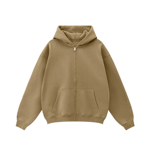 Premium <b>Mens</b> Oversized Zip-Up Hoodie Solid Color Fleece Hooded <b>Sweatshirt</b> Casual Autumn Wear Regular Sleeve Knitted Cotton Fit - Product Image 2