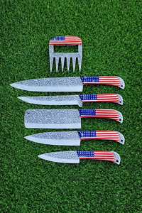 Juego de Cuchillos de Cocina de 4 Piezas, 5 Piezas, 7 Piezas |   Juego de Cuchillos de Chef de Acero Inoxidable Hechos a Mano con Diseño Grabado - Product Image 6