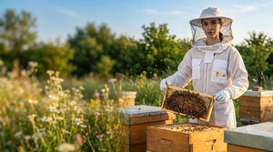 Combinaison d'apiculture professionnelle ignifuge niveau D avec voile intégral ventilé à 3 couches en maille anti-piqûres - Product Image 6