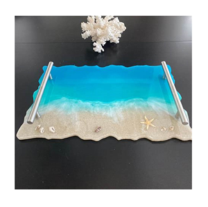 Plateau de service rectangulaire élégant et personnalisable en résine époxy pour la maison, les restaurants et les hôtels - Product Image 3