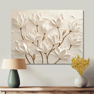 Ensemble d'art mural moderne en métal bleu et blanc avec motif de marguerite, panneau décoratif floral 3D - Product Image 4
