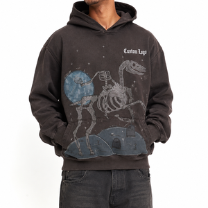 Sudadera con Capucha Extra Grande Personalizada de Felpa Francesa con Lavado Ácido, Sudadera con Capucha Gráfica Moderna, Sudadera de Algodón Grueso Estilo Vintage - Product Image 1