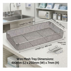 Bandeja de malla de alambre de acero inoxidable premium A-1 VERITAS con tapa para limpieza, esterilización y almacenamiento de instrumentos 480x250x7mm - Product Image 5