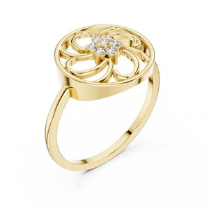 Anillos de oro macizo de 14k para mujer con diamantes de corte redondo minimalistas de diseñador floral, para regalo, compromiso, aniversario, boda - Product Image 4