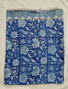 ผ้าคลุมชายหาดลายดอกไม้สีฟ้า ผ้าพันคอปารีโอผ้าฝ้าย ผ้าคลุมบิกินี่ลายบล็อกพิมพ์ กระโปรงคลุมชายหาดสไตล์โบโฮ ชุดว่ายน้ำ ชุดใส่เที่ยวรีสอร์ท - Product Image 6