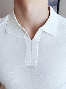 เสื้อเชิ้ตแขนสั้นผู้ชาย สีขาว ผ้าวิสโคส/คอตตอน ถักทอ สีพื้น แห้งเร็ว ระบายอากาศดี สไตล์สมาร์ทแคชชวล ทรงปกติ ติดกระดุม - Product Image 5