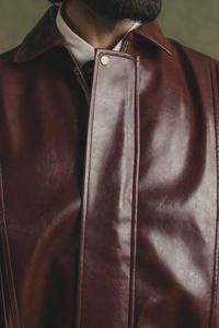 Veste d'extérieur pour homme en cuir véritable, col montant, imperméable, écologique, vente en gros, haute qualité, fermeture éclair, manches longues - Product Image 2