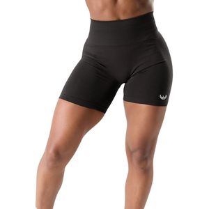 <b>Womens</b> Jet <b>Black</b> High Waist Gymwear <b>Shorts</b> Compression Stretch Workout Fitness Training Yoga Seamless Activewear Performance - Product Image 1