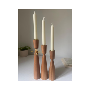 Portavelas de Madera Natural Ecológico, Modelo Ivy, Hecho a Mano, Forma de Pilar, para Centro de Mesa de Boda - Product Image 5
