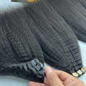 Kinky Straight Tape-In/ Bundles con extensiones de cabello humano virgen tejido de cabello de color natural - Product Image 2