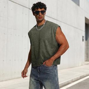 Débardeur de sport pour homme avec badge à paillettes et manches en coton - Respirant, séchage rapide, pour la musculation et le fitness - Product Image 1