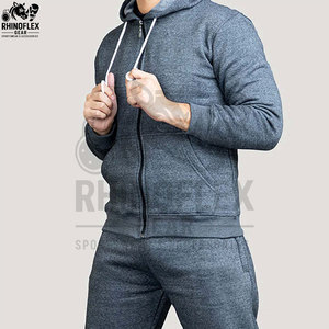 Conjunto Deportivo de Sudadera con Capucha y Pantalones Jogger, Diseño Personalizado OEM, 100% Algodón, Gris Jaspeado, para Hombre, Tela Técnica - Product Image 3
