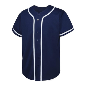 Camiseta de Béisbol Unisex Azul Marino de Manga Corta con Botones al Frente, Absorbente de Humedad, Color Sólido, Corte Regular para Adultos - Product Image 2