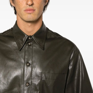 Camisa de Cuero Genuino para Hombre, Silueta Moderna Casual, Cierre de Botones, Personalización de Marca, Proveedor Mayorista OEM ODM - Product Image 6