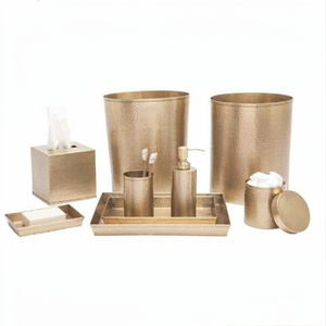 Fully Handcrafted Metal 9-Piece Luxury Bathroom Accessory <b>Set</b> with Soap Dispenser Tumbler Tissue Box Dustproof Items - Product Image 1