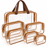 Ensemble de trousses de toilette et de maquillage personnalisées, portables, transparentes, imperméables en PVC avec fermeture éclair pour le rangement en voyage