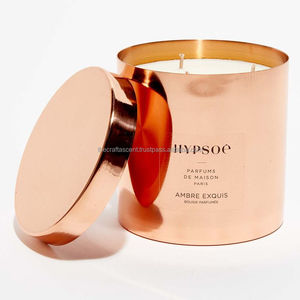 Venta al por mayor de latón de alta calidad vacío vela tarro con tapa de lujo de Metal decoración del hogar perfumado cera de soja vela contenedor con pulido - Product Image 1