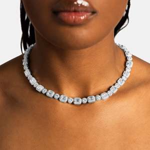 Brilliant Cut Diamond <b>Statement</b> <b>Necklace</b> Rhodium Plated 925 Silver GRA Certified Luxury Hiphop Tennis Chain Unisex - Product Image 4