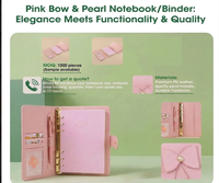 Carnet à anneaux rechargeable rose à 6 anneaux avec nœud
