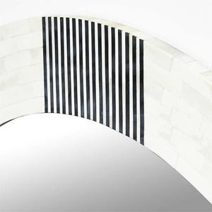 Round Bone Inlay Wood Frame <b>Mirror</b> With <b>Black</b> White Stripe Design Modern Farmhouse Decor <b>Wall</b> <b>Mirror</b> For Bathroom - Product Image 4
