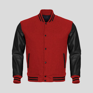 Men's College Letterman Varsity <b>Jacket</b> with Stand Collar Genuine Wool Body and <b>Leather</b> Arms Stylish Letterman Coat - Product Image 5