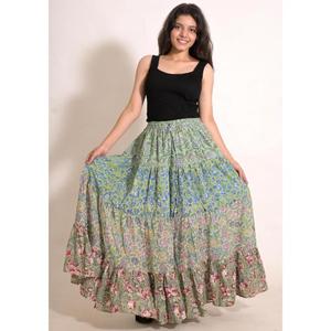 Cotton Printed <b>Patchwork</b> Long Maxi <b>Skirt</b> Boho Handmade Indian Women's Festival Vacation Clothing - Product Image 2