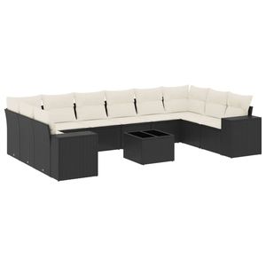 Conjunto de Sofás Modulares Grandes de Ratán PE Negro para Jardín - Product Image 2