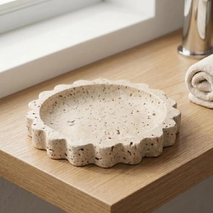 Handmade Travertine Resin Decorative Serving Tray Premium Epoxy Marble Finish Tray for Luxury Dining Room Living Room and Hotel - Product Image 1