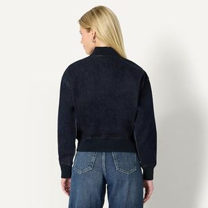Chaqueta Bomber Vaquera Azul Oscuro para Mujer, con Cremallera, Estilo Oversize, para Otoño, Venta al por Mayor, Fabricante OEM - Product Image 5