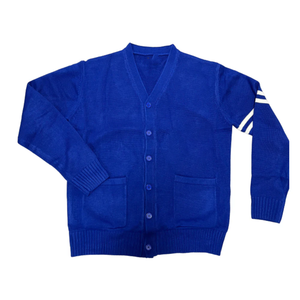 Cardigan Unisexe Bleu en Chenille Personnalisé 2026 pour Fraternités et Sororités, Boutonné, Style Universitaire, Tricoté avec Lettres, Vente en Gros OEM - Product Image 6