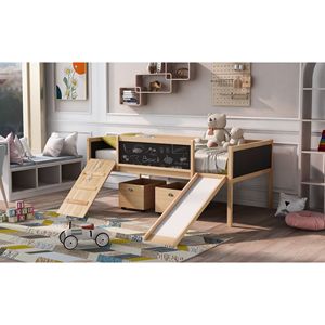 Letto a soppalco singolo con due contenitori in legno naturale per bambini (vecchio SKU LP000075AAM) - Product Image 4