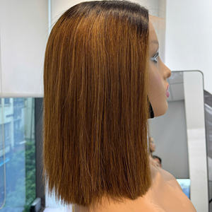 Human Hair <b>Wig</b> Color Raw Vietnamese Human Hair High Quality Bone Straight Super Double Drawn <b>Ombre</b> Brown - Product Image 6