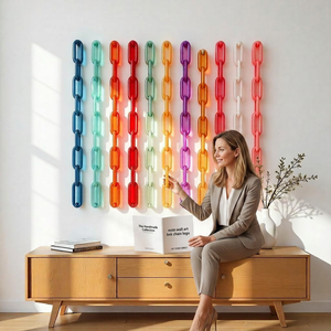 Sculpture de chaîne à maillons en résine faite à la main, colorée, moderne, décoration d'intérieur, forme personnalisée - Product Image 1