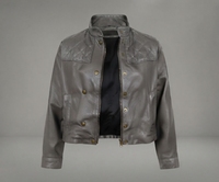 Veste en cuir PU jaune pour homme, col montant, fermeture éclair, style moto, doublure satinée, automne