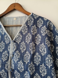 Veste en coton matelassée patchwork, manteau bohème réversible - Product Image 3