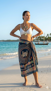Maxivestido playero sin mangas con cuello halter para mujer, diseño con estampado digital, tejido ligero, ideal para resorts tropicales - Product Image 3