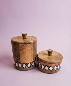 En gros, Bol à bougie rond en bois avec couvercle en bois, Récipient pour bougies, Décoration de Noël, Prix bas, En vrac, Outils pour épices indiennes - Product Image 2